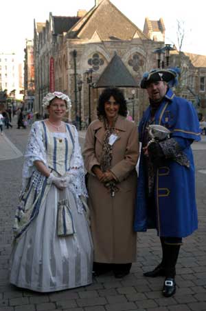 Andy Lowe (Town Crier of Whitby and Robin Hood Bay) was judged the Best Dressed Town Crier at Hastings, and is pictured here with Linda and the judge (centre).